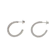Load image into Gallery viewer, Vintage Platinum  Pavé Diamond Hoop Earrings
