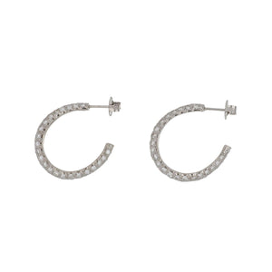 Vintage Platinum  Pavé Diamond Hoop Earrings
