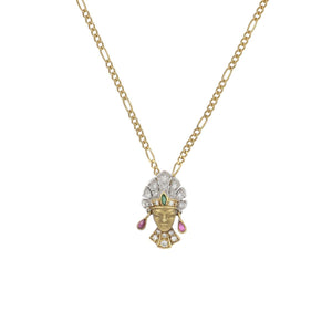 Estate Carrera Y Carrera 18K Two Tone Gold Lady with Head Dress Pendant Necklace