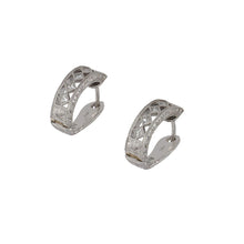Load image into Gallery viewer, 14K White Gold Openwork Diamond Huggie Earrings
