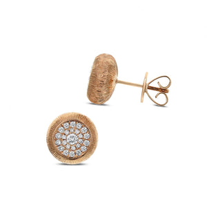 18K Rose Gold Diamond Button Earrings