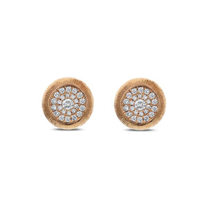 18K Rose Gold Diamond Button Earrings