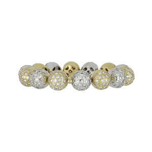 Estate 18K Two-Tone Gold Ball Link Bracelet with Diamonds