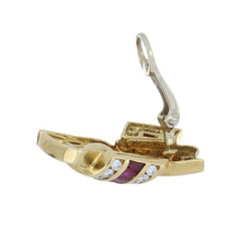 Load image into Gallery viewer, Vintage 1990s Charles Krypell 18K Gold Ruby &amp; Diamond Ribbon Earrings
