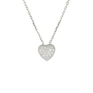 Estate Cartier 18K White Gold Diamond Heart Pendant Necklace