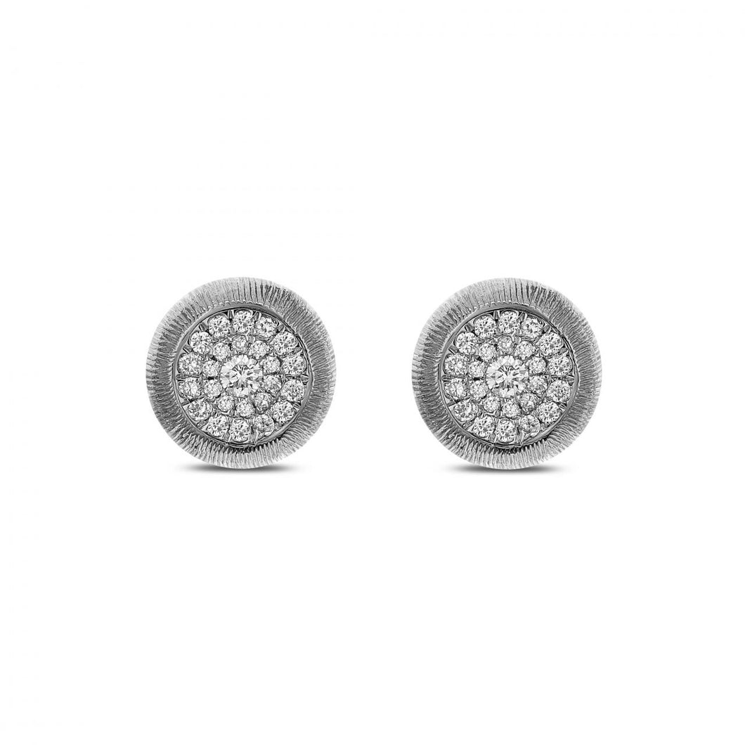 18K White Gold Diamond Button Earrings
