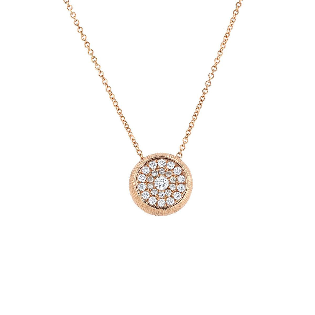 18K Rose Gold Pavé Diamond Pendant Necklace