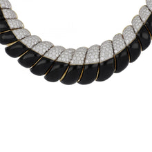 Load image into Gallery viewer, Vintage 1990s David Webb 18K Gold and Platinum Black Enamel Collar with Diamonds
