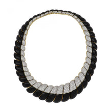 Load image into Gallery viewer, Vintage 1990s David Webb 18K Gold and Platinum Black Enamel Collar with Diamonds
