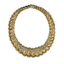 Load image into Gallery viewer, Vintage 1990s David Webb 18K Gold and Platinum Black Enamel Collar with Diamonds
