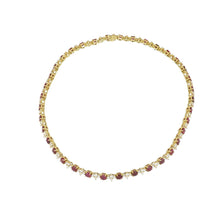 Load image into Gallery viewer, Vintage 1990s Tiffany &amp; Co. 18K Gold Alternating Ruby and Diamond Cluster Necklace
