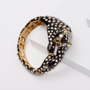 Estate David Webb 18K Gold and Platinum Leopard Bracelet with Diamonds