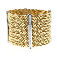 Load image into Gallery viewer, Wide Italian 18K Gold and Diamond Bracelet

