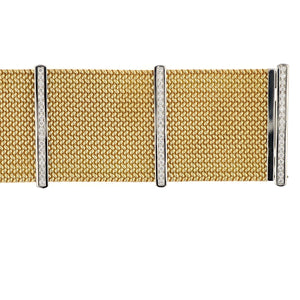 Wide Italian 18K Gold and Diamond Bracelet