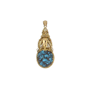 Late  Victorian 18K Gold Turquoise Pendant