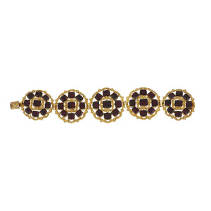 Important Georgian 18K Gold Repoussé Bracelet with Garnets