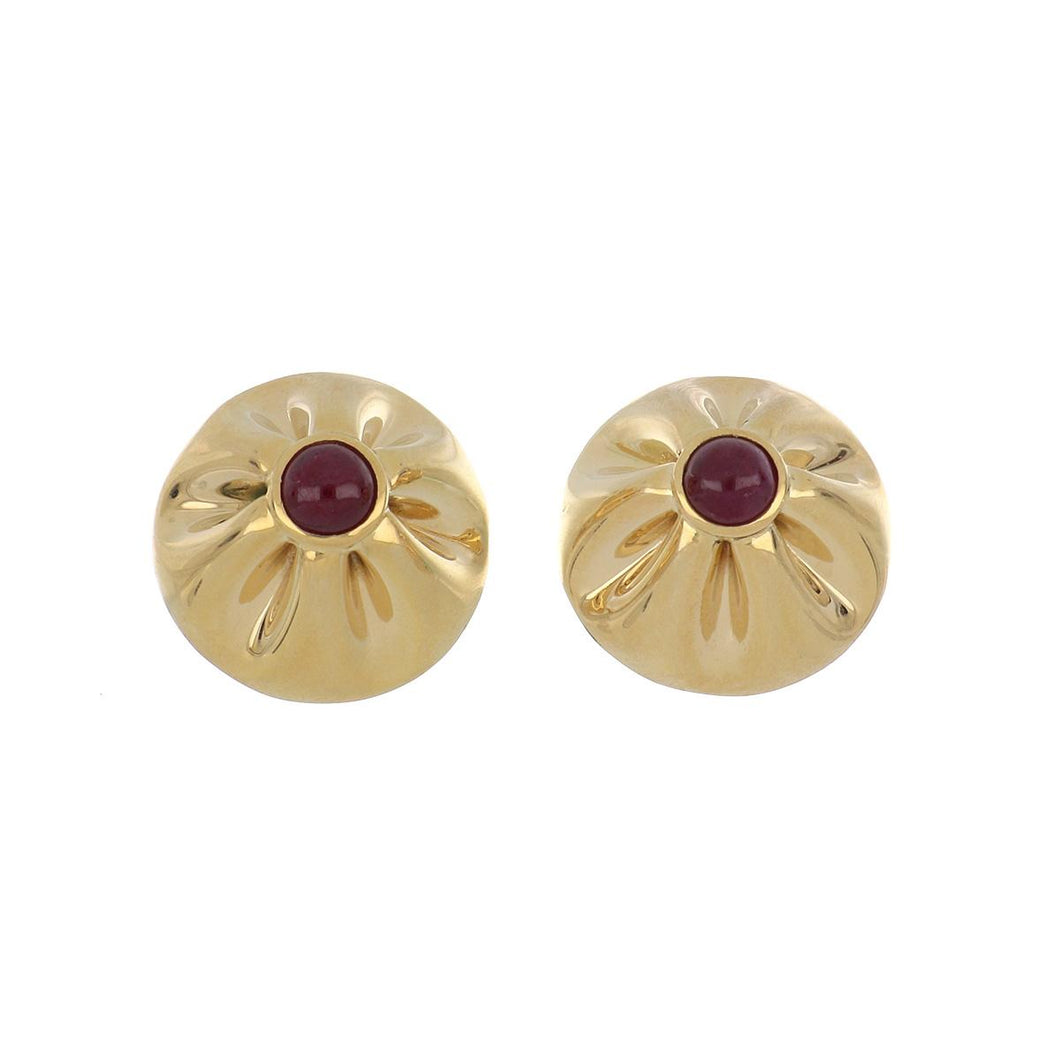 Vintage 1980s Tiffany & Co. Paloma Picasso 18K Gold Gathered Dome Earrings with Rubies