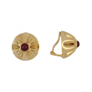 Vintage 1980s Tiffany & Co. Paloma Picasso 18K Gold Gathered Dome Earrings with Rubies