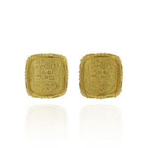 Estate Denise Roberge 22K Gold Square Earrings