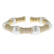 Load image into Gallery viewer, Estate 18K Gold South Sea Pearl and Diamond Cuff
