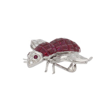 Load image into Gallery viewer, Estate Platinum Invisible-Set Ruby and Diamond Bee Pin
