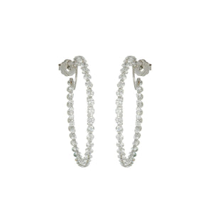 Important 18K White Gold Double-Sided Diamond Hoop Earrings