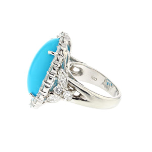 Important Estate 18K White Gold Natural Turquoise and Diamond Jewelry Suite