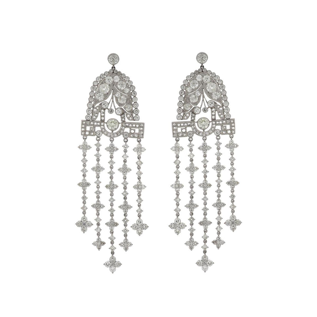 Estate Art Deco-Inspired Platinum Diamond Chandelier Earrings