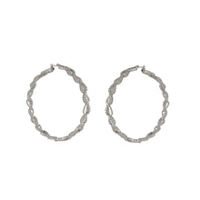 Load image into Gallery viewer, 14K White Gold Pavé Diamond Heart Hoop Earrings
