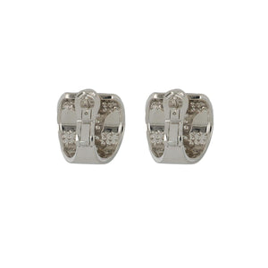 Estate Bulgari 18K White Gold Enamel and Pavé Diamond Enigma Earrings