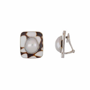 Trianon 18K White Gold Shell and Pearl Earrings