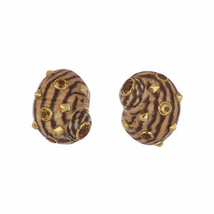 Trianon 18K Gold Shell Earring with Citrines