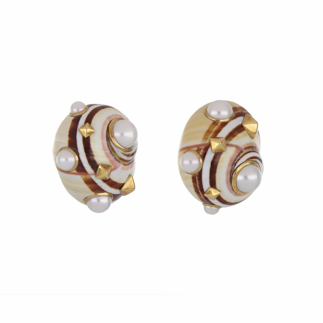 Trianon 18K Gold Polymita Picta Shell Earrings