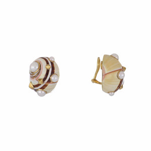 Trianon 18K Gold Polymita Picta Shell Earrings