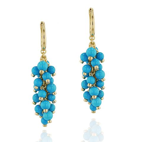 Aletto Brothers Gold Sleeping Beauty Turquoise Earrings with Diamonds