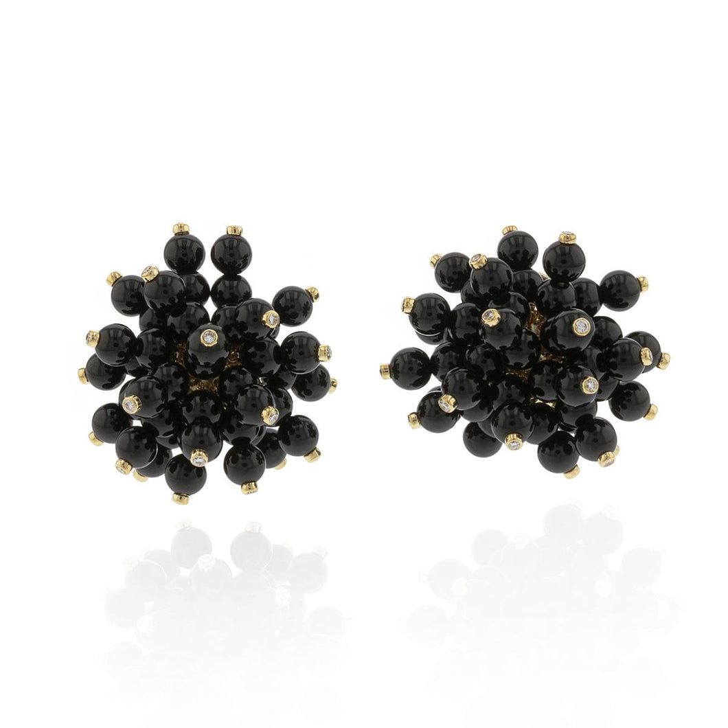 Aletto Brothers 18K Gold Onyx Bead Earrings with Diamonds