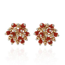 Load image into Gallery viewer, Aletto Brothers Gold Coral and Diamond Earrings
