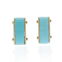 Load image into Gallery viewer, Aletto Brothers 18K Gold Turquoise Bridge Earrings with Diamonds
