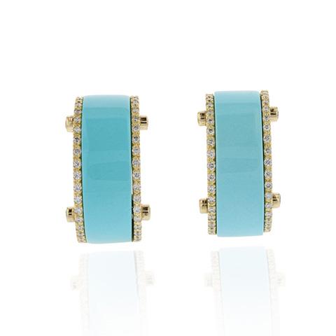 Aletto Brothers 18K Gold Turquoise Bridge Earrings with Diamonds