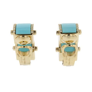 Aletto Brothers 18K Gold Turquoise Bridge Earrings with Diamonds