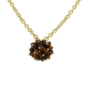 Aletto Bros 18K Gold Tiger's Eye Bead Necklace with Diamonds