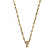 Load image into Gallery viewer, Italian 18K Gold Chain Necklace with Pavé Diamond Ring Pendant
