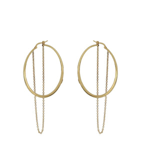 Italian 18K Gold Hoop Earrings with Chains