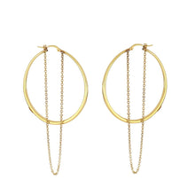 Load image into Gallery viewer, Italian 18K Gold Hoop Earrings with Chains
