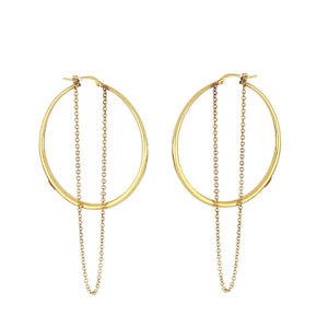 Italian 18K Gold Hoop Earrings with Chains