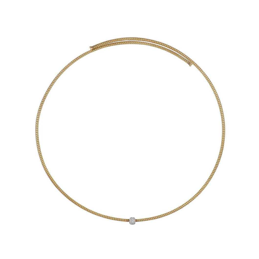 18K Gold Italian Wire Necklace with Diamonds