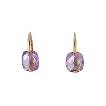 Load image into Gallery viewer, Italian 18K Rose Gold Purple Faceted Gemset Earrings
