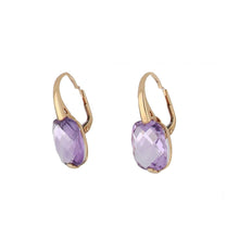 Load image into Gallery viewer, Italian 18K Rose Gold Purple Faceted Gemset Earrings
