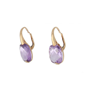 Italian 18K Rose Gold Purple Faceted Gemset Earrings