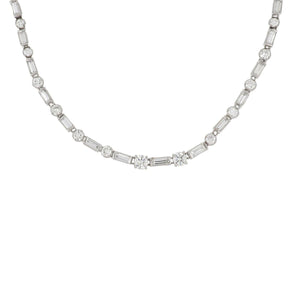 Mid-Century Platinum Diamond Rivière Necklace